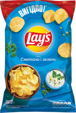 Чіпси "Лейз" сметана та зелень 170г