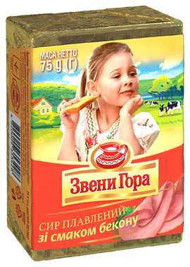 Сир пл "ЗВЕНИГОРА" зі смаком бекону 70г /ЗСК/