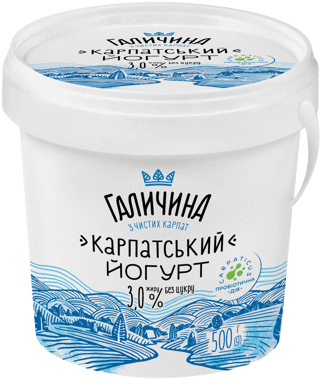 Йогурт "Карпатський" без цукру 3% 500г відро /Галичина/