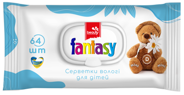 Серветки вологі "Fantasy Mini" ромашка-Д-пантенол 64шт