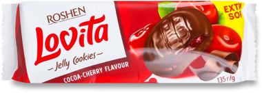 Печиво "Ловіта" Jelly Cookies з жел нач Какао-вишня 135г /Рошен/