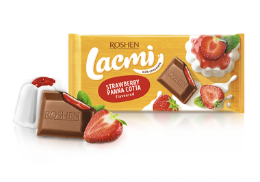 Шоколад "Lacmi" Полунична панакота 90г /Рошен/
