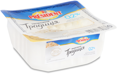 Творог "President" 0.2% Творожна традиція 300г кв.ст 