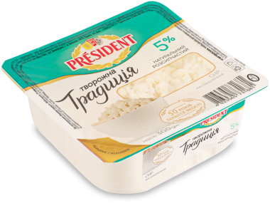 Творог "President" 5% Творожна традиція 300г кв.ст 