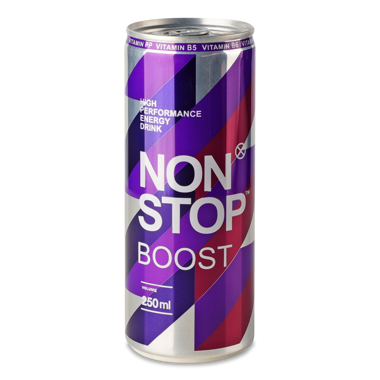 Напій енергетичний "Non stop" Boost б/а 0.25л ж/б
