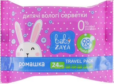 Серветки вологі Baby Zaya ромашка 24шт 