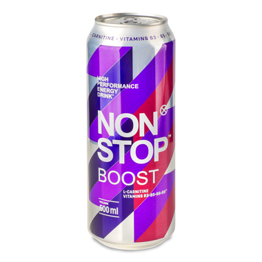 Напій енергетичний "Non stop" Boost б/а 0.5л ж/б