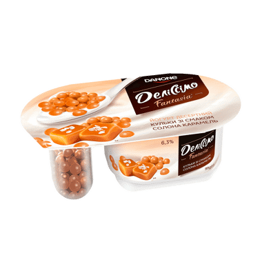 Йогурт "Деліссімо" Фантазія сол.карамель 6.3% 99г ст /Данон/