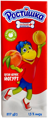 Йогурт "Ростишка" питний персик-абрикос 1.5% т/п 207г /Данон/