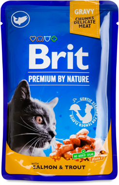 Конс "Brit Premium" д/котів лосось/форель 100г