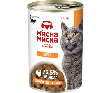 Конс "М'ясна миска" д/котів курка в соусі 415г ж/б