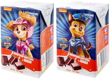 Коктейль молочний PAW PATROL Шоколад 212г ДАНОН т/п 2.5%