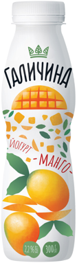 Йогурт "Галичина" манго 2.2% 300г пляшка