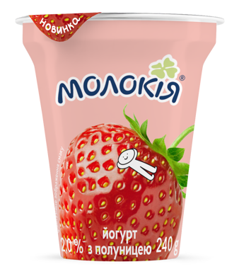 Йогурт "Молокія" 2% полуниця 240г ст 