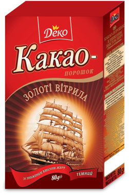Какао "Золоті вітрила" 80г картон /Деко/
