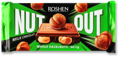 Шоколад "Roshen Nut" молоч з цілим фундуком 90г