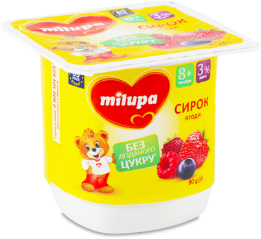 Сирок "Мілупа" 3% Ягоди 90г ст