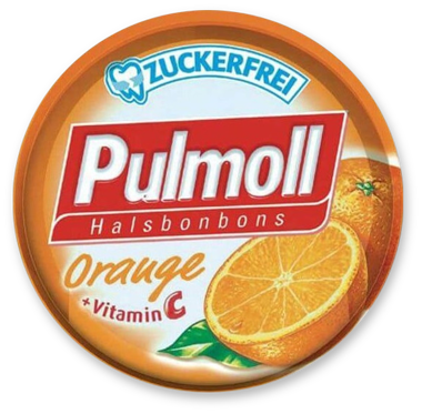 Льодяники "Pulmoll" апельсин без цукру 45г ж/б