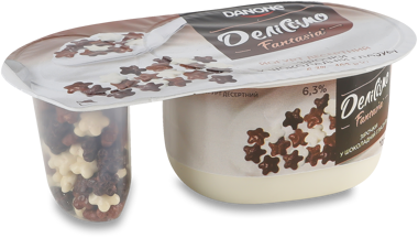 Йогурт "Деліссімо" Фантазія шок.зірочки 6.3% 102г ст /Данон/