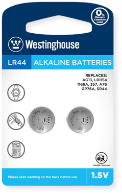 Батарейка "Westinghouse" LR44-BP2(AG13-BP2) табл. 2шт blister