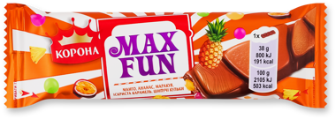 Шоколад "Корона Макс Фан" мол манго/анан/маракуя 38г /Крафт/