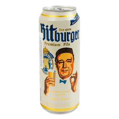 Пиво "Bitburger" Premium світле 5% 0.5л ж/б