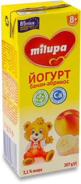 Йогурт "Мілупа" 2.1% Банан-абрикос 207г т/п