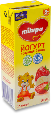 Йогурт "Мілупа" 2.1% Полуниця-банан 207г т/п