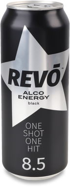 Напій сл/ал."Revo" Black енергетичний 0.5л ж/б