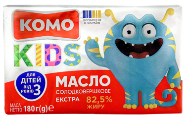 Масло "КОМО КІДЗ" 82,5% солод/вершк екстра дит 180г/Комо/