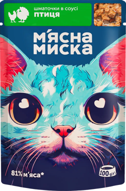 Конс "М'ясна миска" д/котів птиця в соусі 100г