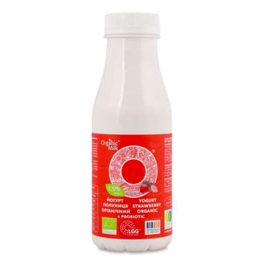 Йогурт "Organic Milk" органічний полуниця 280г 1.5%