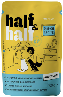 Конс "Half&Half" д/ котів лосось/желе 100г