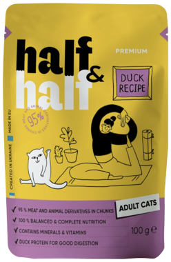 Конс "Half&Half" д/ котів качка/соус 100г
