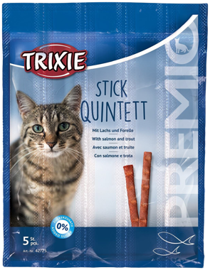 Ласощі д/котів "Premio Quadro Sticks" лосось/форель 4*5г /Trixie/