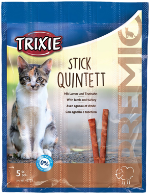 Ласощі д/котів "Premio Quadro Sticks" ягня/індичка 4*5г /Trixie/