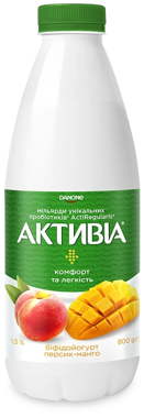 Біфідойогурт пит АКТИВІА персик 800г ДАНОН пет 1.5%