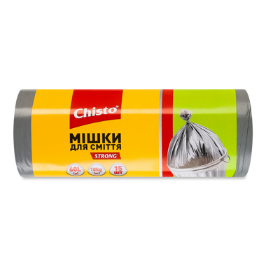 Пакети д/сміття Strong 60л 15шт /Chisto/