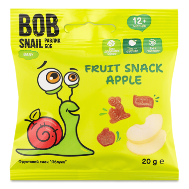 Снек "Яблуко" дитячий 12міс 20г /Bob Snail/