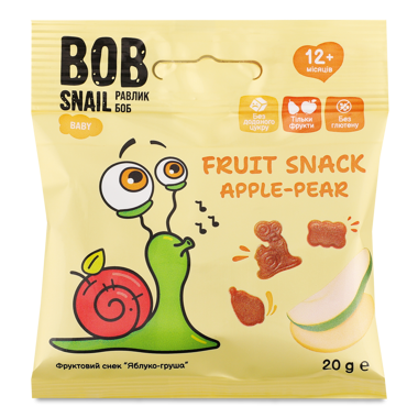 Снек "Яблуко-Груша" дитячий 12міс 20г /Bob Snail/