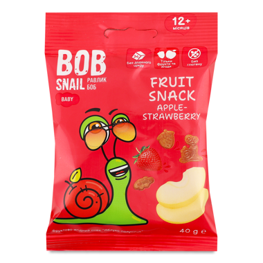 Снек "Яблуко-Полуниця" дитячий 12міс 40г /Bob Snail/
