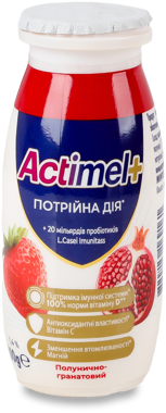 Йогурт "Actimel" полунично-гранатовий 1.4% 100г