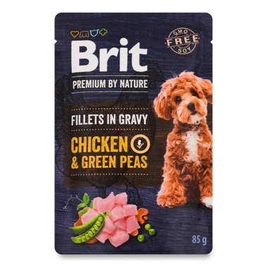 Корм "Brit Premium" д/собак мал порід курка/горошок 85г