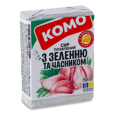 Сир пл. "З зеленню та часником" 35% 75г /Комо/