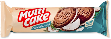 Печиво-сендвіч "Multicake" кокос/крем 180г /Рошен/
