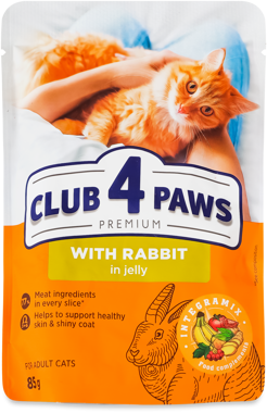 Конс "Клуб 4 лапи" Premium д/котів кролик 85г