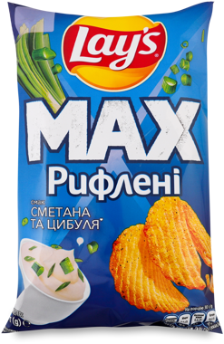 Чипси "Лейз" сметана та цибуля рифлені 95г /Lay's MAX/