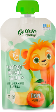 Пюре "Galicia" яблуко-морква-банан 90г д/п