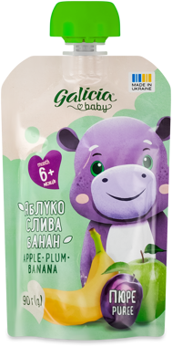 Пюре "Galicia" яблуко-слива-банан 90г д/п