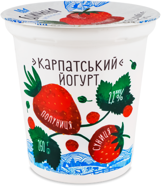 Йогурт "Карпатський" полуниця-суниця 2,2% ст 260г /Галичина/